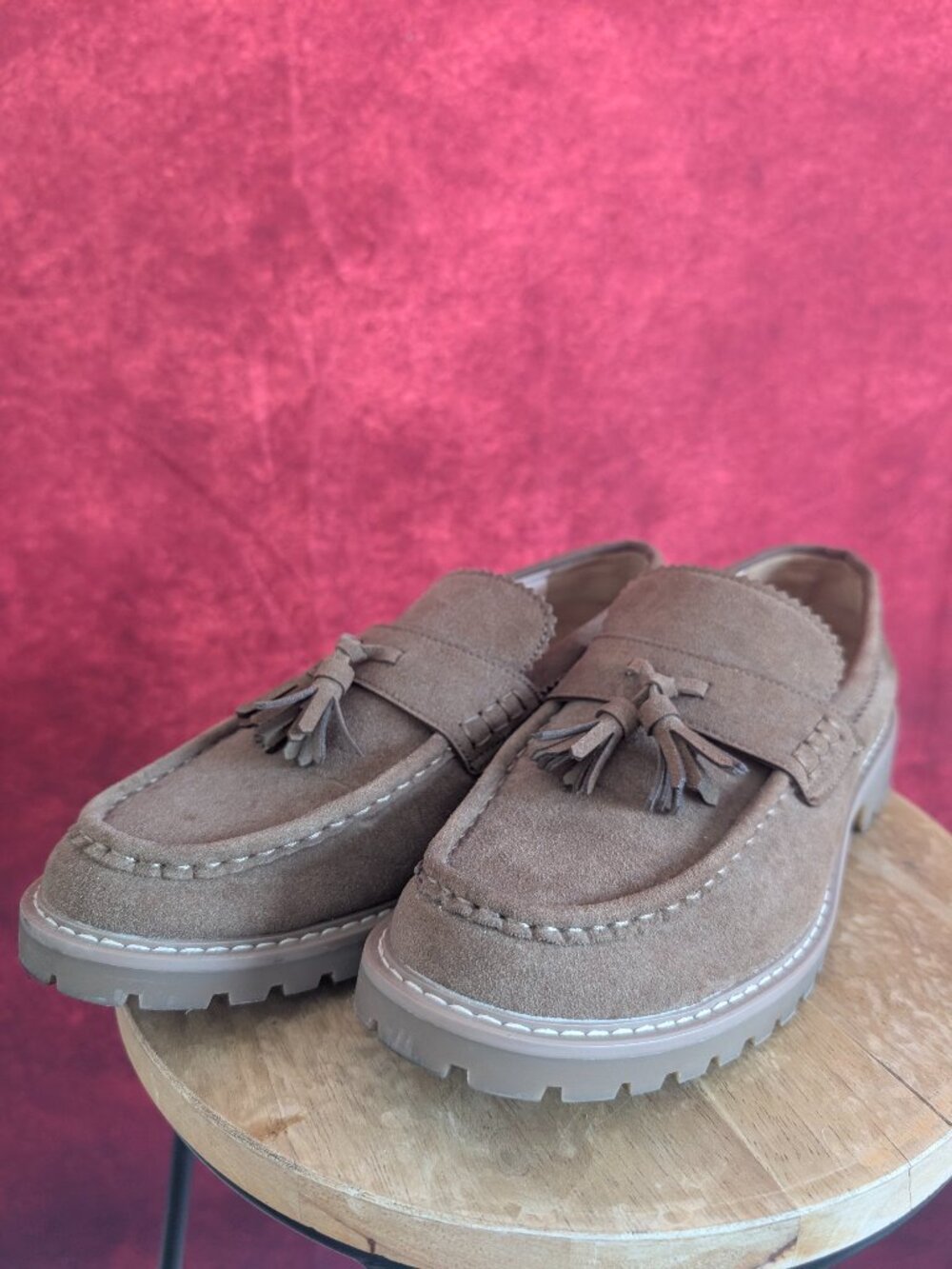 ASOS DESIGN tassel loafers with cleated soles in mole